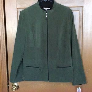 JM Collection Faux Suede Zip Front Jacket